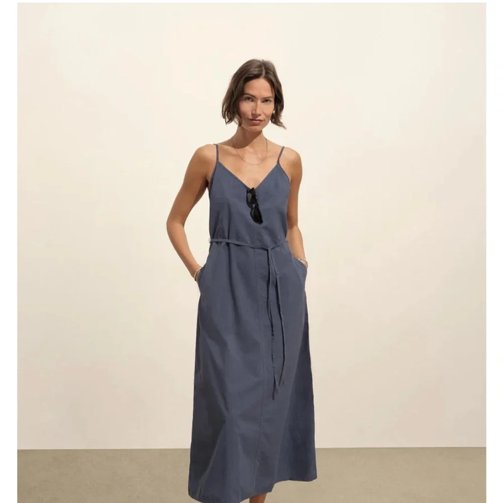 Buck Mason | Dresses | Buck Mason Mainstay Cotton Maxi Slip Dress In Bay  Blue | Poshmark